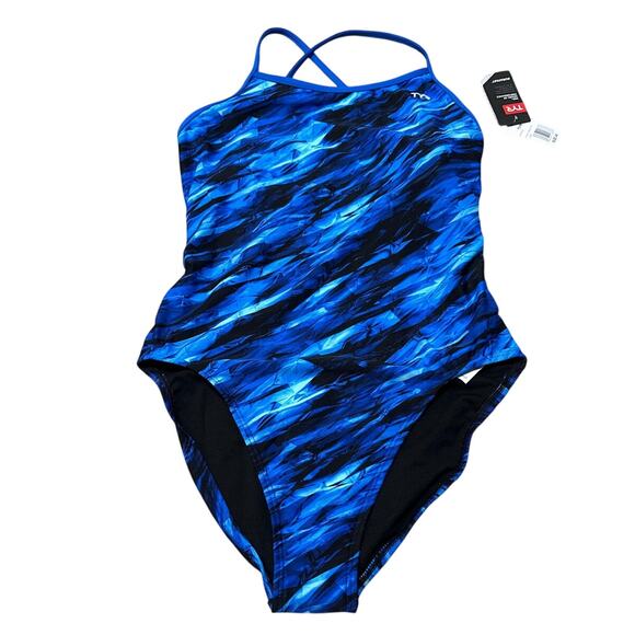 TYR Durafast Elite® Women's Trinityfit Swimsuit Vitric 420 Blue Size 32 New - Picture 1 of 4